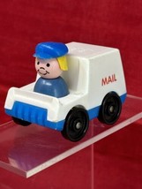 Fisher Price Mail Truck &amp; Wood Figure VTG Little People Main Street Open... - $14.80