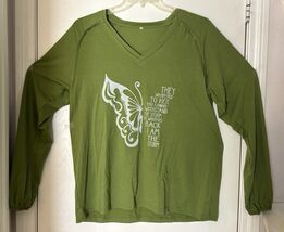 Women's Forest Green Long Sleeve T-Shirt 3X-Large Inspirational Message - $11.97
