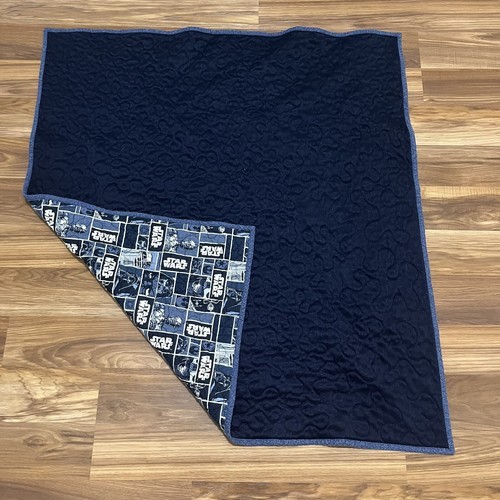 Star Wars Baby Blanket Quilt Navy Blue Possibly Handmade 35x37.5 Item image 7