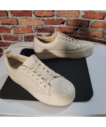 Zara Women’s Platform Sneakers – Cream Leather Lace-Up Casual Shoes (Siz... - $508.64 MXN