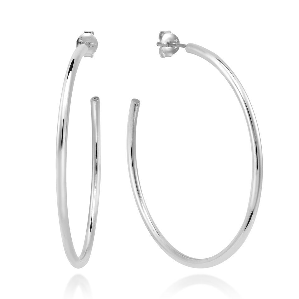 Classic Large Open 45mm Loops of Sterling Silver Hoop Earrings - £14.31 GBP