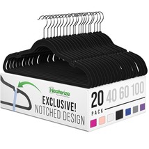 Velvet Hangers 20 Pack Black  Heavy Duty Clothes Hangers Space Saving - Non Slip - £21.59 GBP