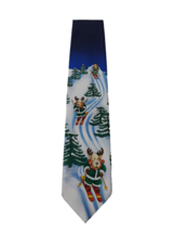 Men&#39;s Necktie Moose Christmas Holiday Snow Novelty Party Festive - £18.74 GBP