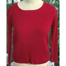 NorthCrest Red Sweater Womens Size XL Pullover Long Sleeve Ribbed Cotton - £11.17 GBP