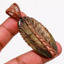 Blue Fire Labradorite Wire Wrap Handcrafted Copper Jewelry Pendant 2.70&quot; SA 1548 - £4.00 GBP