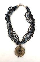 Vintage Fashion/Costume  Necklace Multistrand Acrylic Beads Glass Pendant - £6.11 GBP