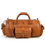 FR Fashion Co. 22" Men's Rustic Brown Leather Duffel Bag - £173.41 GBP