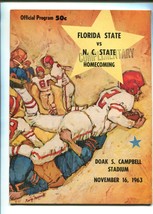 FLORIDA STATE VS N.C STATE NCAA FOOTBALL PROGRAM 11/16/1963-BOBBY BOWDEN-vf - £92.07 GBP