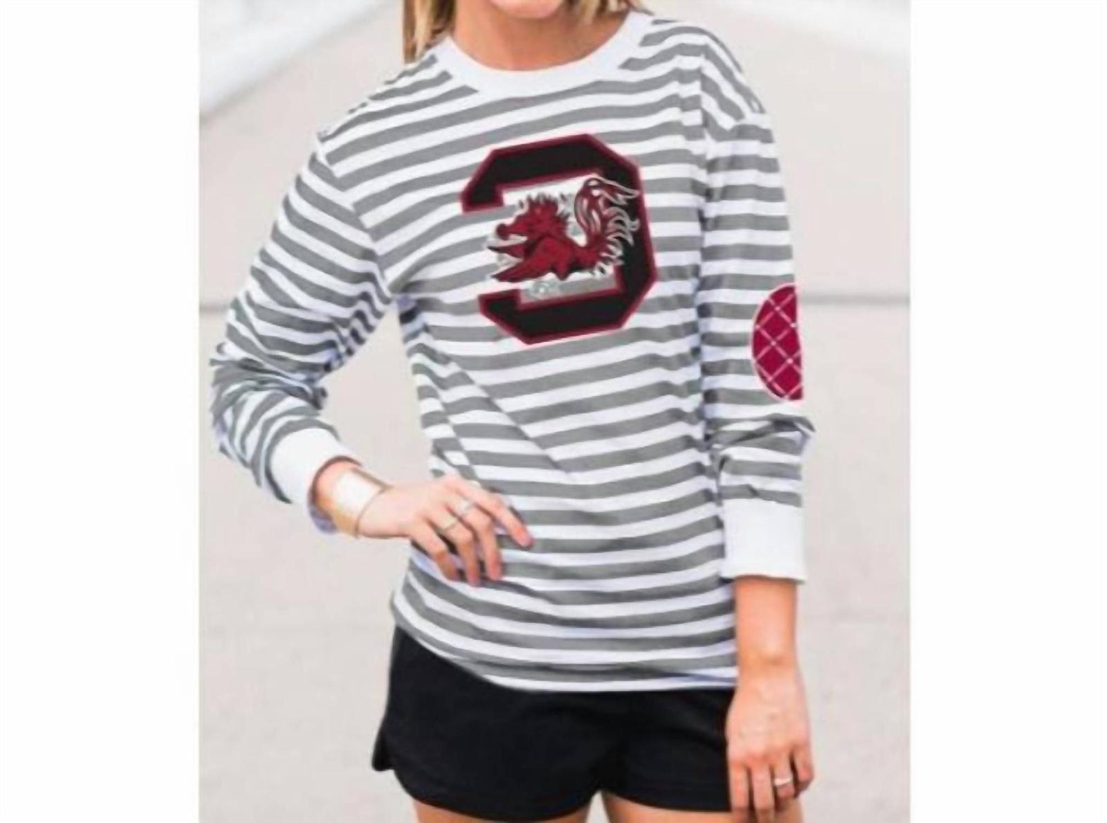 Gameday Couture University Of South Carolina Striped Elbow Patch Tee Size M - $36.63