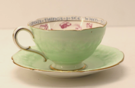 1935 Paragon China Company Fortune Telling Teacup with Saucer Vintage Mint Green - £211.82 GBP