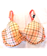 Victoria&#39;s Secret Lined Demi 32DD Underwire Pink Plaid Sexy Valentine NWT - $36.91 CAD
