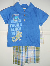 Kids Headquarters Boy 2 PC Shirt &amp; Shorts Safari 6-9 - £14.15 GBP