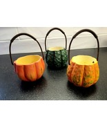 SET 3 VINTAGE RUSS HALLOWEEN/THANKSGIVING GOURDS MINI-BOWLS ORNAMENTS 3&quot;... - $526.82 MXN
