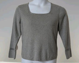 Womens Mercer Street Studio Sweater Size Large  Gray 3/4 Sleeves Cutout ... - $14.84