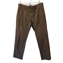 GAP Tailored Casual Pants Strait Fit Cotton Trousers in Beige Tartan Siz... - $314.43 MXN