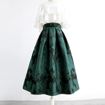Dark Green Pleated Midi Skirt Outfit Women Plus Size Pleated Party Outfit