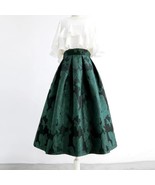 Dark Green Pleated Midi Skirt Outfit Women Plus Size Pleated Party Outfit - $75.99