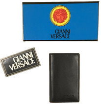 NEW IN BOX Vintage 90&#39;s Gianni Versace Business Card Holder!  Black Leather - £191.83 GBP