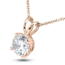 Diamond Solitaire Pendant Natural Round Cut F SI1 Treated 14K Rose Gold 1 Carat - £1,714.29 GBP