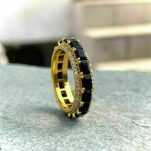 7 Ct Emerald Simulated Black Diamond Wedding Band Ring 14K Yellow Gold P... - £114.48 GBP