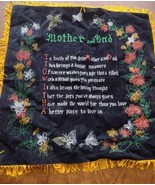 Vtg Black Velvet Mother Dad Pillow Cover Fringe Sentiment Floral Glitter... - £11.72 GBP