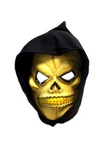 Halloween Hooded Yellow Dangerous Skull Attached String Cosplay Latex Mask - £12.19 GBP