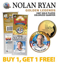 Nolan Ryan Golden Legends 24K Gold Plated Texas State Quarter Us Coin - Bogo - £14.66 GBP