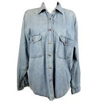 New Directions Chambray Denim Button-up Shirt long sleeve Womens Size S ... - £15.72 GBP