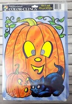 Halloween 3D-Look Wall Decoration Jack-O-Lanterns&#39; Black Cat Poster VTG Pumpkin - £8.06 GBP