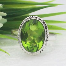 925 Argent Sterling Bague Péridot Handmade Bijoux Naissance Gemstone Ring - £30.14 GBP