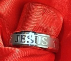 [New] Silver Christian Jesus Cross Ring Size 9 Jewelry Christianity Mens Womens - £15.17 GBP