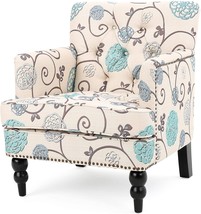 Christopher Knight Home Harrison Fabric Tufted Club Chair, White / Blue - £218.67 GBP