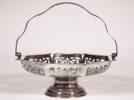 Victorian Silverplate Bride&#39;s Basket with Moveable Handle  - $42.08