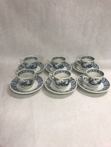 6 pr Furnivals old chelsea Tea cups and saucers Pottery VINTAGE demi Asi... - $79.19