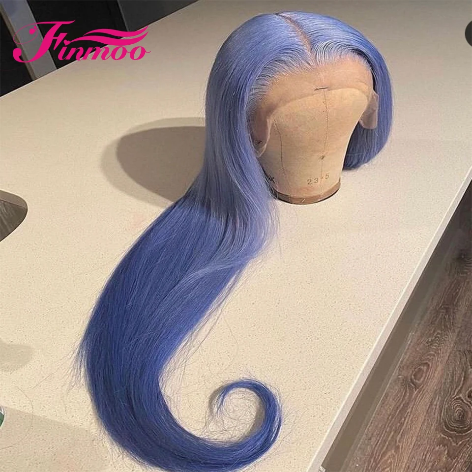 Straight Purple Blue HD Transparent Lace Frontal Wig Brazilian Wigs For ... - £88.16 GBP+