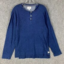 Surf Side Supply Henley Shirt Men&#39;s Large Blue 100% Cotton Causal L - $16.73 CAD