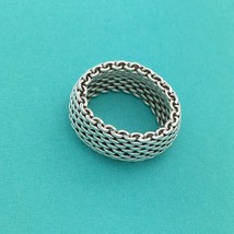 Size 8.5 Tiffany &amp; Co Somerset Mesh Weave Flexible Dome Ring Mens Unisex - £255.56 GBP