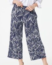 Susan Graver Sapphire &amp; White Printed Liquid Knit Pull on Crop Pants Size XXS - £39.56 GBP