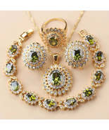 Engagement and wedding jewelry set: necklace, earrings, ring in 18k rose... - $75.11+