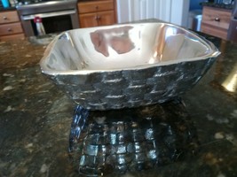 Towle Vineyard Basketweave 5" Square Bowl Never Needs Polishing - $26.06