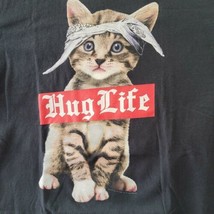 Hug Life Thug Life Gangster Rap Kitten  Cat T Shirt size M black Cute Ca... - £10.10 GBP