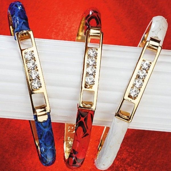 Smithsonian Italian Leather Bangle Bracelets in Six Colors