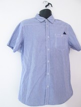 KUYICHI Blue Strip Short Sleeve Button Down Shirt Size XL - £16.26 GBP
