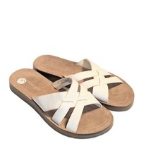 Madden Girl White Size 7.5 Crisscross Strap Flat Slip On Slide Sandals S... - £19.78 GBP
