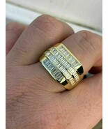 3.50Ct Baguette Cut Simulated Diamond Men&#39;s Wedding Ring 925 Silver Gold... - €128,07 EUR