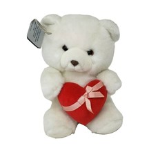 Vintage 1986 Emotions Mattel White Teddy Bear Heart Throbs Stuffed Animal Plush - £51.27 GBP