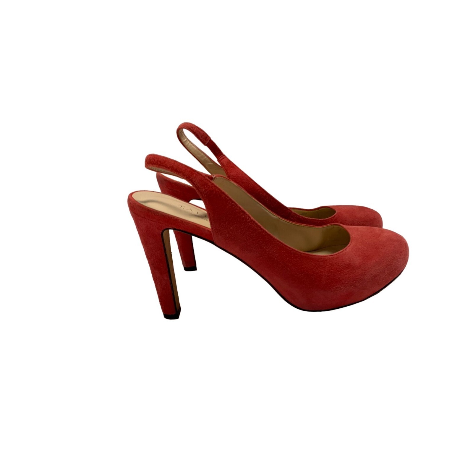 Talbots Womens Size 7.5 Sling Back Suede Leather 4 in Heels Coral Shoes - $19.79