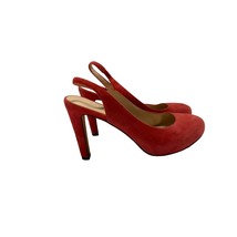 Talbots Womens Size 7.5 Sling Back Suede Leather 4 in Heels Coral Shoes - $19.79