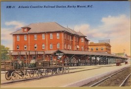 Atlantic Coastline Railroad Station Rocky Mount N.C Vintage Postcard Linen  - £4.69 GBP