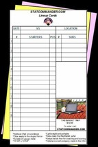 Baseball Lineup Cards, 25 games, 3-part Attached Carbonless Forms - $10.05